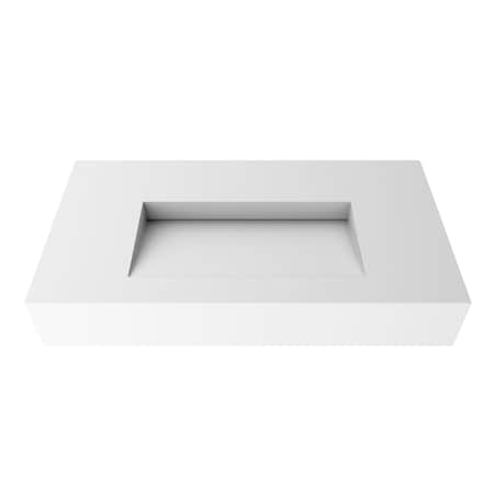Castello Usa Pyramid 36 in Solid Surface Wall-Mounted Bathroom Sink in White with No Faucet Hole CB-GM-2053-36-NH